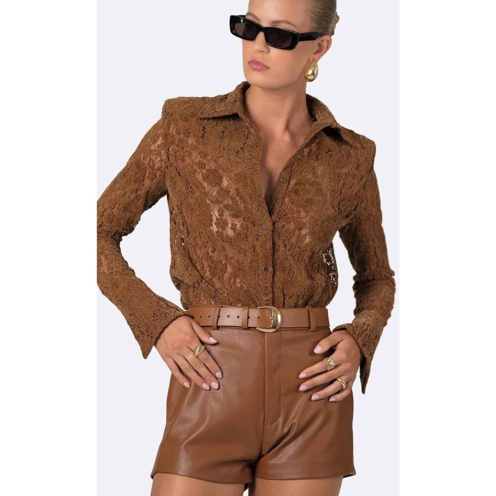 NEW NONCHALANT LABEL eliza long sleeve top in terracotta